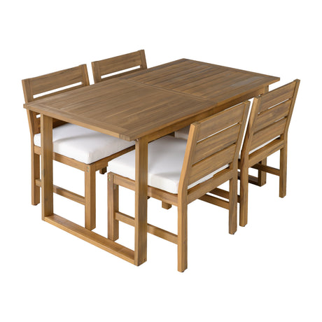 U_STYLE Farmhouse 5-Piece Outdoor Patio Dining Set with Adjustable Legs HouseOfZazla