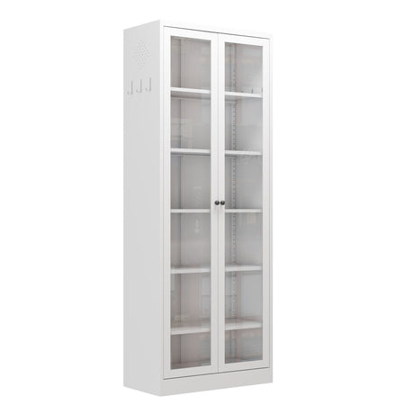 Industrial Metal Kitchen Pantry Cabinet With Adjustable Shelves - White HouseOfZazla