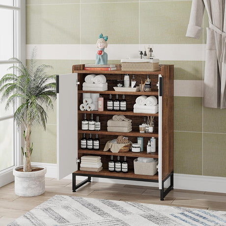 5 Tier Shoe Cabinet With Doors, Compact Entryway Storage Organizer HouseOfZazla
