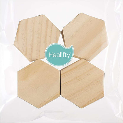 25Pcs Unfinished Wood Cutout Shapes Hexagon Shape Wooden Slices Blank Name Tags with Hole Gift Tags for Party Home (9 Cm) - WoodArtSupply