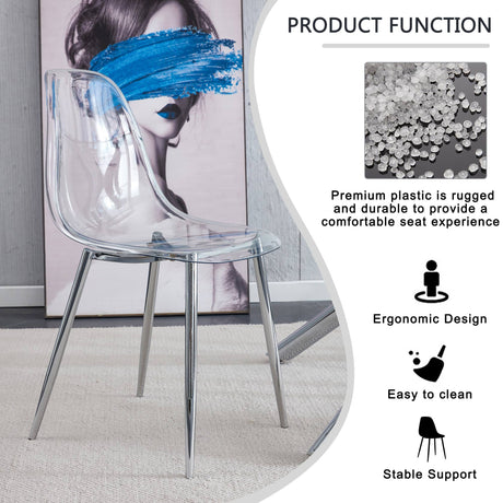 Modern Minimalist Transparent Dining Chair - 6-Piece Set HouseOfZazla