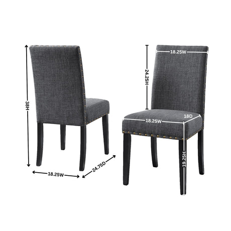 Eleanor Upholstered Dining Chairs with Nailhead Trim - Set of 2 HouseOfZazla