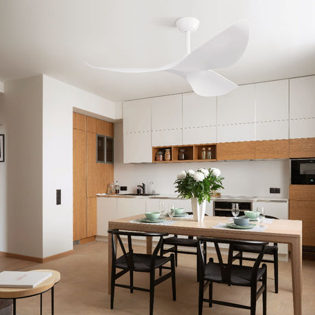 Ceiling Fan Without Light, DC Motor Remote Control Fan For Indoor / Outdoor Use - White HouseOfZazla