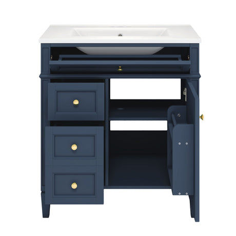 Bathroom Vanity With Medicine Cabinet, Royal Mirror Cabinet, Modern Bathroom Storage Cabinet With 2 Soft Closing Doors And 4 Drawers HouseOfZazla