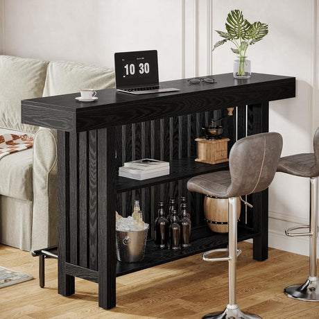 2 Tier Mini Bar Table For Kitchen - Black HouseOfZazla