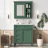 Bathroom Vanity With Medicine Cabinet, Royal Mirror Cabinet, Modern Bathroom Storage Cabinet With 2 Soft Closing Doors And 4 Drawers