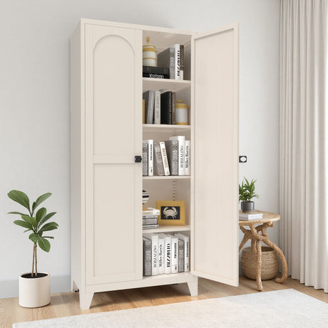 Shapely Doors Cabinet, Metal Storage Cabinet With Doors And Adjustable Shelves HouseOfZazla
