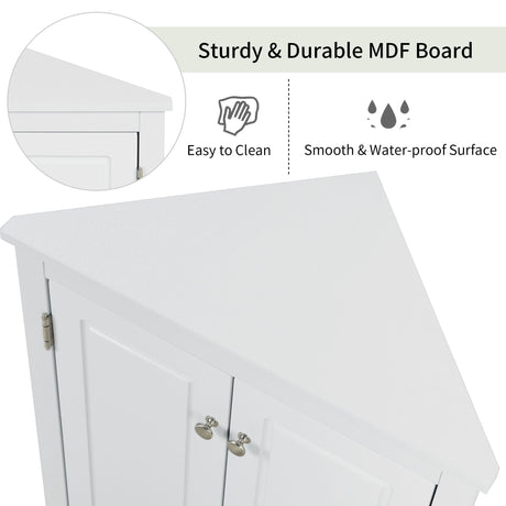 Triangle Bathroom Storage Cabinet With Adjustable Shelves, Freestanding Floor Cabinet For Home Kitchen HouseOfZazla