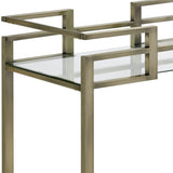 Neilo Clear Glass Faux Marble Top Serving Cart