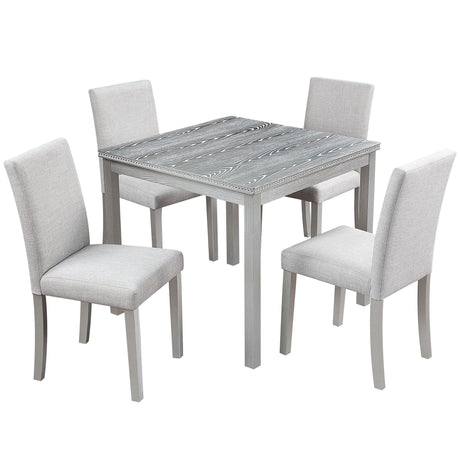 Dining Table Set With Crystal Decoration And Upholstered Chairs HouseOfZazla