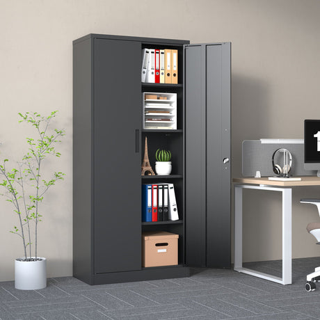 Heavy Metal Garage Storage Cabinet With Locking Doors, Steel, Adjustable Shelves HouseOfZazla
