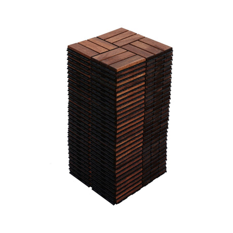 Interlocking Deck Tiles Checker Pattern, Square Acacia Hardwood Outdoor Flooring For Patio, Bancony, Pool Side HouseOfZazla