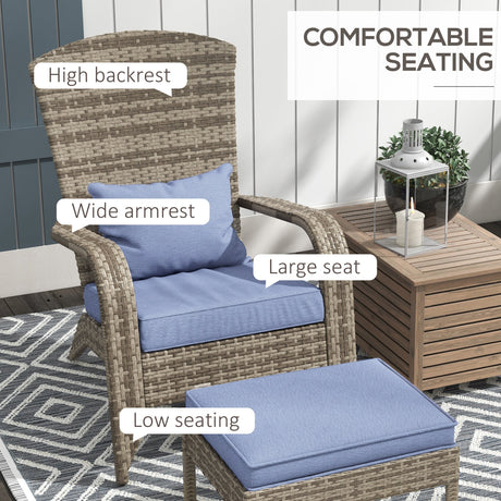 Wicker Adirondack Chair with Ottoman HouseOfZazla