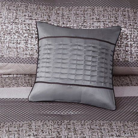 7 Piece Jacquard Comforter Set Grey Taupe King HouseOfZazla