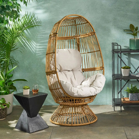 Patio Swivel Basket Egg Chair With Cushion HouseOfZazla