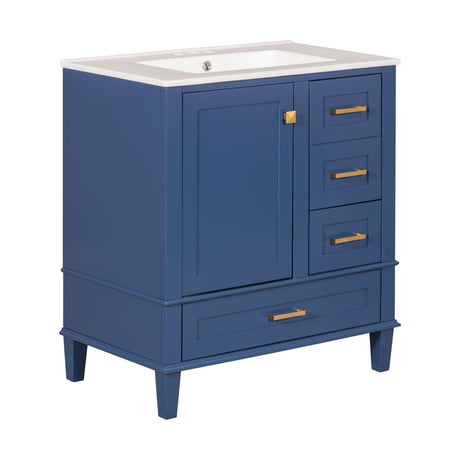 Bathroom Vanity, Modern Bathroom Cabinet With Sink Combo Set, Bathroom Storage Cabinet With A Soft Closing Door And 3 Drawers, Solid Wood Frame HouseOfZazla
