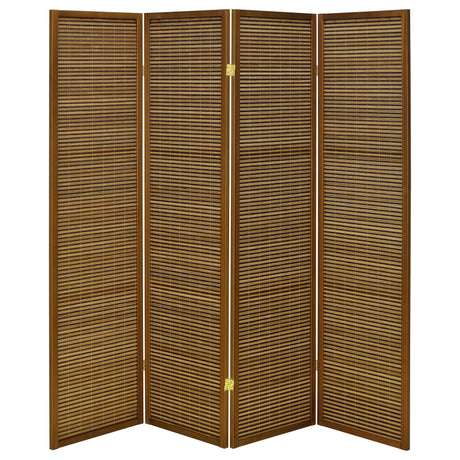 Kenabi - 4 Panel Room Divider Folding Screen - Walnut HouseOfZazla