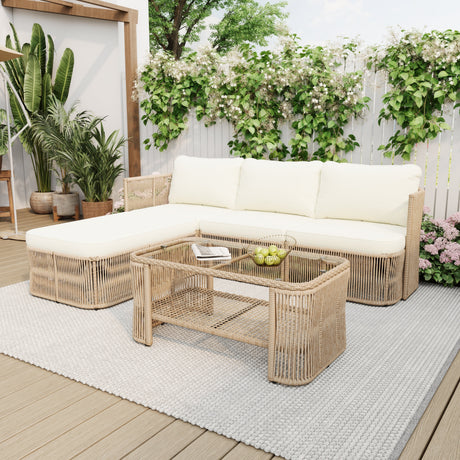 Outdoor PE Rattan Patio Furniture Set with Iron Frame HouseOfZazla