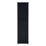 Tall Bathroom Storage Cabinet With Glass Doors, Free-Standing, Two Drawers, And Adjustable Shelves, Board, Painted Perfect For Displaying Your Favorite Items