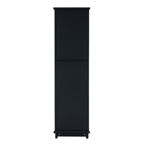Tall Bathroom Storage Cabinet With Glass Doors, Free-Standing, Two Drawers, And Adjustable Shelves, Board, Painted Perfect For Displaying Your Favorite Items HouseOfZazla