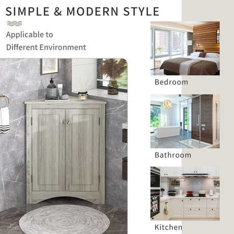 Triangle Bathroom Storage Cabinet With Adjustable Shelves, Freestanding Floor Cabinet For Home Kitchen HouseOfZazla