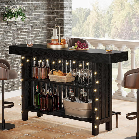 2 Tier Mini Bar Table For Kitchen - Black HouseOfZazla