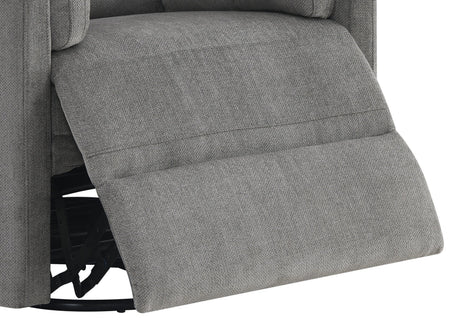 Sagen Charcoal Chenille Glider Recliner with Swivel HouseOfZazla