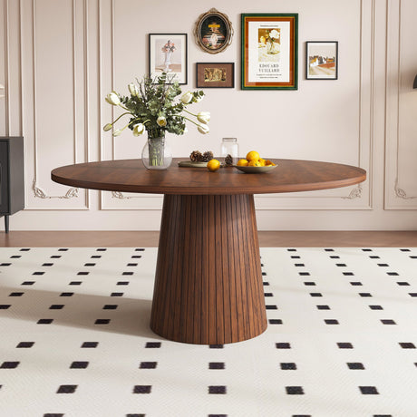 47 Inch Round MDF Dining Table for 4, Modern Farmhouse Style HouseOfZazla