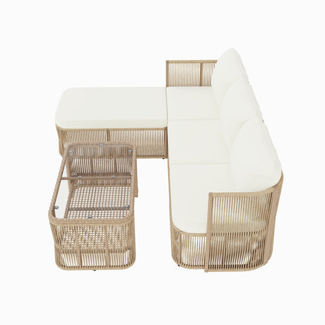 Outdoor PE Rattan Patio Furniture Set with Iron Frame HouseOfZazla