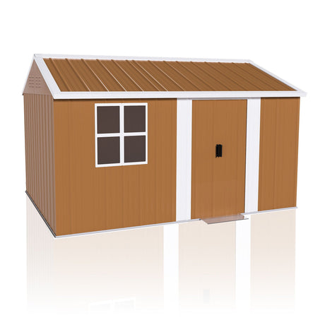 Storage Shed With Windows, Lockable Door & Ventilation For Backyard Tool Organization - Brown HouseOfZazla