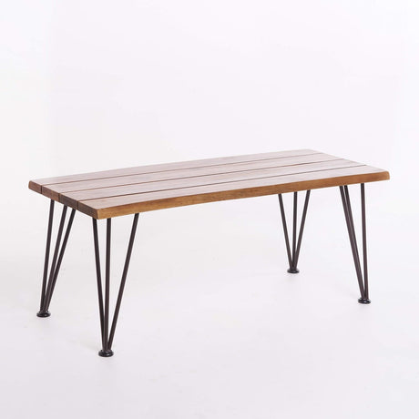 Zion Outdoor Industrial Iron Coffee Table and 2 Side Tables - Teak HouseOfZazla