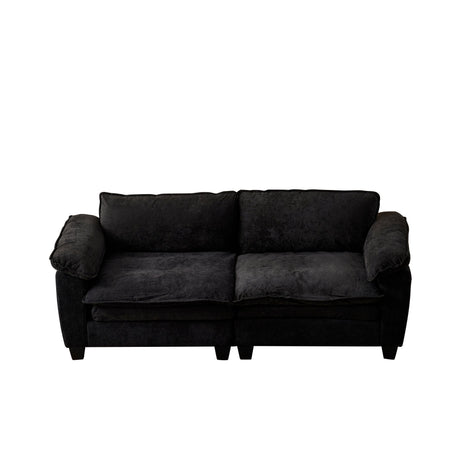 Living Room Furniture Big Loveseat Luxury Couch with Soft Chenille Upholstered Sofa Black HouseOfZazla