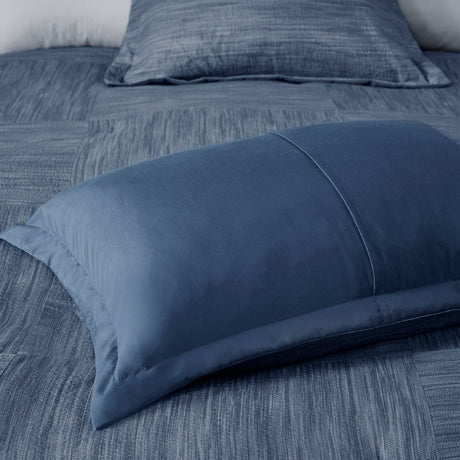 7 Piece Printed Seersucker Comforter Set Navy King HouseOfZazla