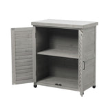 Potting Bench With Storage Cabinet And Metal Table Top For Outdoor
