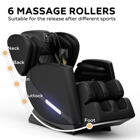 Massage Chair Recliner With Zero Gravity With Full Body Air Pressure - Black HouseOfZazla