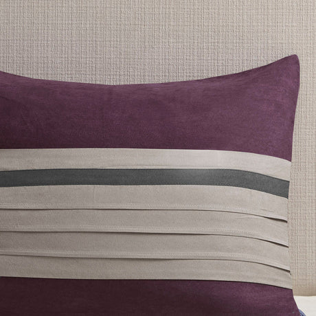 7 PC Pieced Faux Suede Comforter Set Purple King HouseOfZazla