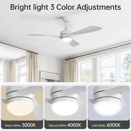 Ceiling Fan With 3 Blades, Remote Control, Reversible DC Motor, Noiseless Operation, 3 Downrods HouseOfZazla