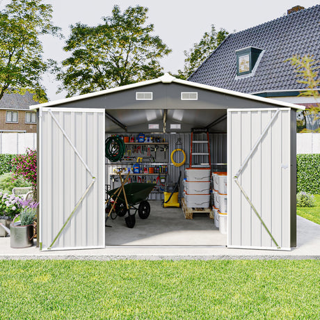 Campcraft Outdoor Storage Shed 10x14 FT with 3 Lockable Doors HouseOfZazla