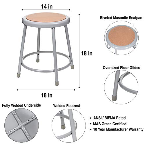 (2 Pack) OEF Furnishings Grey Shop Stool, 18”, No Assembly Required OEF Furnishings
