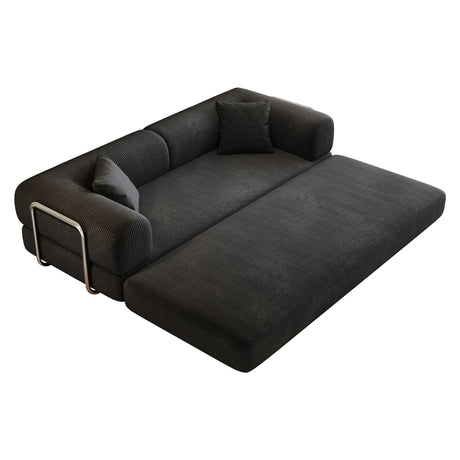 78.8' Compression Sofa,Convertible Floor Sofa Bed-with Pillow Back Support Armrest,Comfy Futon Couch Sleeper Bed,Loveseats Boneless Modular Sectional Sofa,Corduroy fabric,for Living Room,Bedroom,Black HouseOfZazla