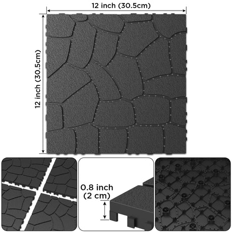 New Stone Texture Patio Deck Tiles, Diy Interlocking Floor Tiles, Easy Installation HouseOfZazla