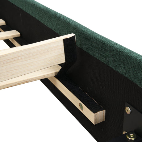 King Size Upholstered Platform Bed Frame with Rounded Corners HouseOfZazla