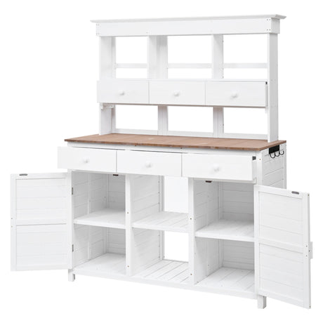 TOPMAX 65.7" Tall Garden Potting Bench Table with Hutch HouseOfZazla