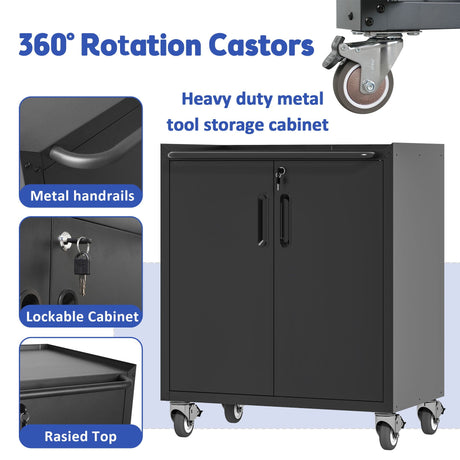 Heavy Duty Metal Garage Storage Cabinet With Wheels Sturdy Tool Organizer HouseOfZazla