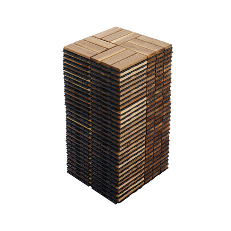 Interlocking Deck Tiles Checker Pattern, Square Acacia Hardwood Outdoor Flooring For Patio, Bancony, Pool Side HouseOfZazla