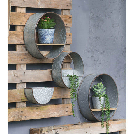 Farmhouse Round Metal Wall Planter (Set of 5) - Gray HouseOfZazla