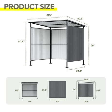 6x6FT Outdoor Pergola with Hardtop Roof, Lean-to Metal Shelter HouseOfZazla