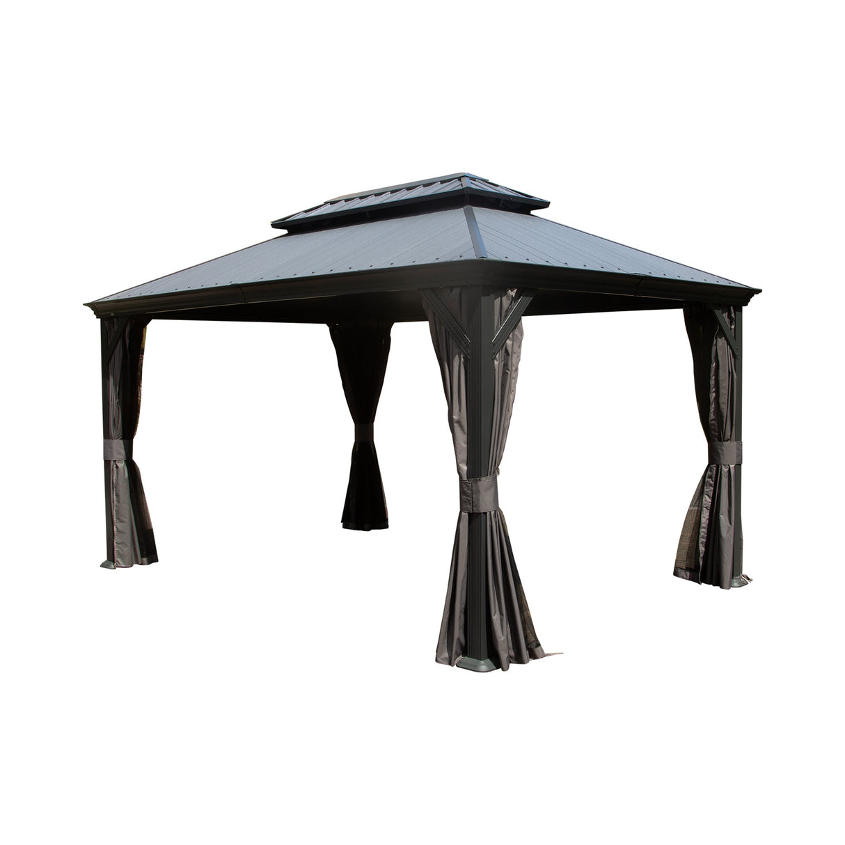 12'x16' Hardtop Gazebo with Resin Roof and Drainage Gutters