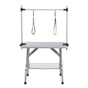 Folding Dog Pet Grooming Table Stainless Steel Frame Rubber Mat On Board With Adjustable Arm And Clamps Pet Dog Cat Grooming Table HouseOfZazla