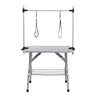 Folding Dog Pet Grooming Table Stainless Steel Frame Rubber Mat On Board With Adjustable Arm And Clamps Pet Dog Cat Grooming Table HouseOfZazla